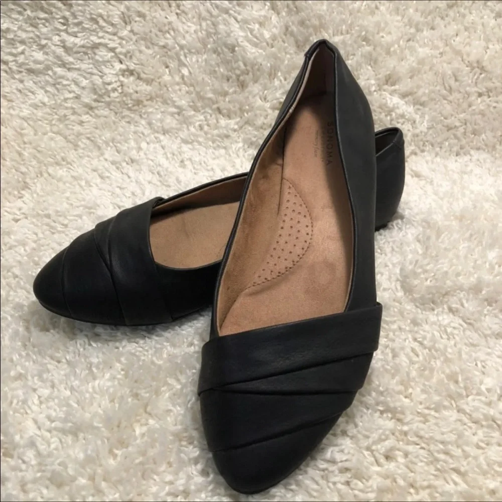 Sonoma‎ Shoes Women’s Size 10M Flats  Slip On Black Pointed Toe
